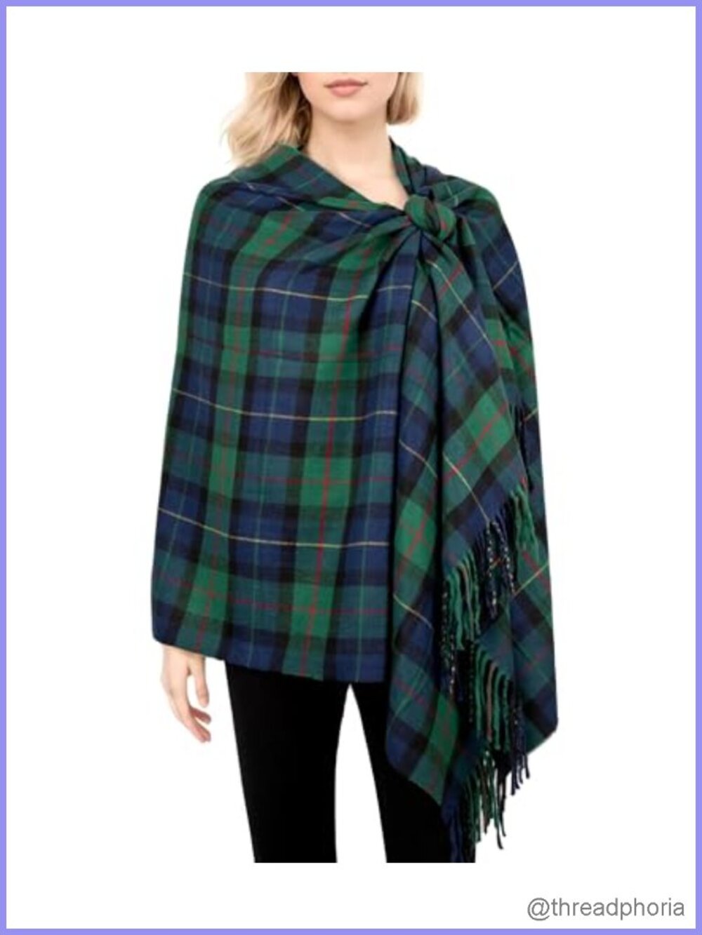 Women's Oversized Tartan Plaid Shawl Wrap Scarf in Viscose Fabric – Cashmere